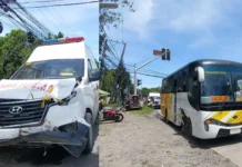 Ambulance kag Ceres bus nagbunggo-anay sa interesection sa Lacson extension kag Magsaysay, sa Bacolod City Ambulance kag Ceres bus nagbunggo-anay sa interesection sa Lacson extension kag Magsaysay, sa Bacolod City