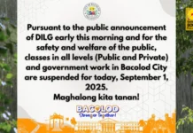 Mayor Greg, gilayon nga nag-anunsyar sang suspension of classes kag government works sa Bacolod kasunod sang kumpirmasyon sa DILG announcement Mayor Greg, gilayon nga nag-anunsyar sang suspension of classes kag government works sa Bacolod kasunod sang kumpirmasyon sa DILG announcement