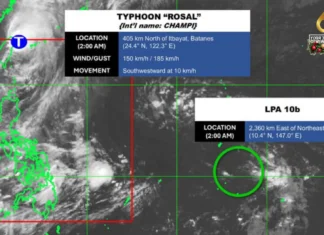 Typhoon Rosal, maggwa na sa PAR subong nga aga; Batanes, nabilin nga lugar nga napaidalom sa Signal No. 1