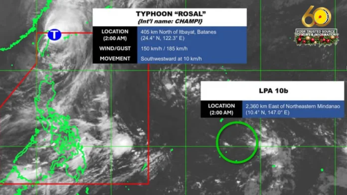 Typhoon Rosal, maggwa na sa PAR subong nga aga; Batanes, nabilin nga lugar nga napaidalom sa Signal No. 1 Typhoon Rosal, maggwa na sa PAR subong nga aga; Batanes, nabilin nga lugar nga napaidalom sa Signal No. 1
