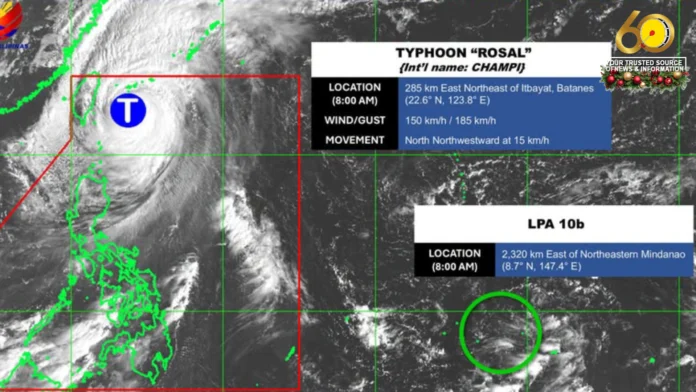 Typhoon Rosal, mas nagahuyang pa antes maggwa sa PAR bwas sa kaagahon; Pila ka lugar, yara gihapon sa Signal No. 2 Typhoon Rosal, mas nagahuyang pa antes maggwa sa PAR bwas sa kaagahon; Pila ka lugar, yara gihapon sa Signal No. 2