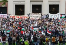 Panagprotesta dagiti estudyante sadiay Estados Unidos seknan iti kiddawda a a panagsardeng ti giyera iti nagbaetan ti Israel ken dagiti militante ti Hamas, agtultuloy