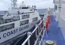 Chinese Coast Guard, binanggada ti BRP Teresa Magbanua ti pagilian a Pilipinas sadiay Escoda Shoal