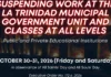 Trabaho kadagiti government offices ken klase idiay La Trinidad inton bigat agingga Oktobre 31, suspendido