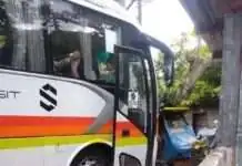 Pampasaherong bus gidaro ang duha ka tricycle sa Sandayong lungsod sa Sogod
