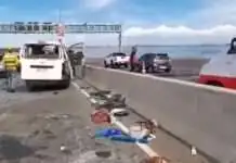 2 patay human nga nalimbuwad ang van nga nibuto ang ligid sa Cebu-Cordova Link Expressway