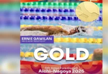 Ernie Gawilan, nakasungkit og bulawang medalya sa Asian Para Games sa Japan
