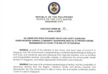 Paghihigpit sa health and safety protocols sa Dagupan City, muling ipapatupad dahil sa patuloy na pagtaas ng kaso ng Covid-19