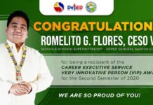 GenSan Schools Division Supt. Romel Flores usa sa nakakuha ug award sa tibuok Pilipinas