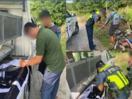 MOTORISTA NGA MISULAY OG PALAYO SA CHECKPOINT, NADAKPAN SA HOT PURSUIT; PISTOLA, MGA BALA UG GIDUDANG SHABU NASAKMIT