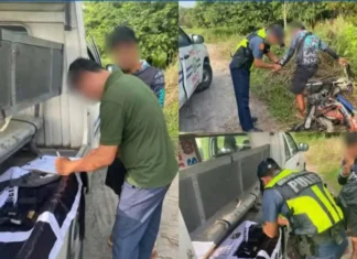 MOTORISTA NGA MISULAY OG PALAYO SA CHECKPOINT, NADAKPAN SA HOT PURSUIT; PISTOLA, MGA BALA UG GIDUDANG SHABU NASAKMIT