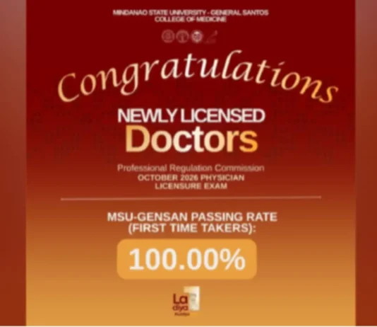 College of Medicine sa MSU-GSC, nakab-ot og 100% passing rate sa unang batch sa Physician Licensure Examination