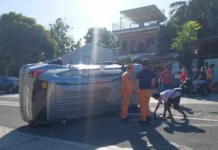 SUV, nagbulid-bulid sang tatlo ka beses matapos nga nabunggu-an sang isa ka de-pampasahero nga jeep sa Brgy. Sta. Rosa Laguna, Guimbal, Iloilo