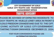 Traffic sa Muelle Loney Street, Iloilo City Proper, lauman kadugan sang gift giving activity sa Iloilo Freedom Grandstand