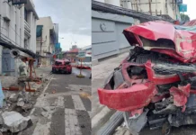 SUV nawasak matapos nagbunggo sa poste sa JM Basa Street, Iloilo City Proper kadungan sang Christmas