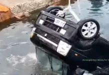 Minivan nga bag-o lang nadaugan sa raffle, nahulog sa dagat