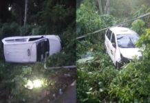 Driver falls asleep, slams taxi into post in Leganes, Iloilo