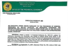 Pagbawae nga makasueod ro buhi nga baboy, karne ukon produkto halin sa lugar nga may kaso it ASF, ginapguwa ni i Aklan Governor Joen Miraflores