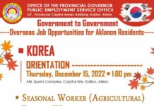 Sangka Korean recruitment agency, magapatigayon it orientation pinaagi sa PESO Aklan
