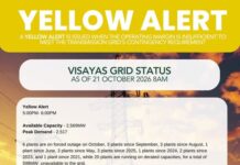 Visayas Grid, igapaidaeum sa yellow alert umpisa alas-5 hasta alas-6 it gabi-i