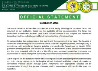 Aklan Provincial Hospital, nangakong sisilipin ang kaso ng nasawing buntis