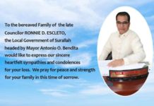 LGU-Surallah, ginkasubo ang pagtaliwan ni Councilor Ronnie Escleto, bangud sa cardiac arrest