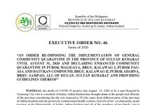 Sultan Kudarat Province, ginpaidalom sa GCQ, pila ka purok sa banwa sang Isulan ginbutang sa ECQ
