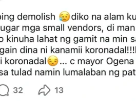 Mga vendors nga naapektuhan sa demolition sa Koronadal City, nagpaabot sang kalain sang buot; Mayor Araquil, nagdepensa