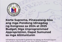 Korte Suprema, nagdeklarar nga unconstitutional ang dugang nga pondo sa 2024 kag 2025 national budget