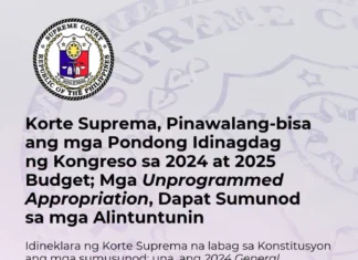 Korte Suprema, nagdeklarar nga unconstitutional ang dugang nga pondo sa 2024 kag 2025 national budget