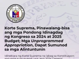 Idineklara ng Korte Suprema na labag sa Konstitusyon ang ilang probisyon ng 2024, 2025 at 2026 General Appropriations Act (GAA).