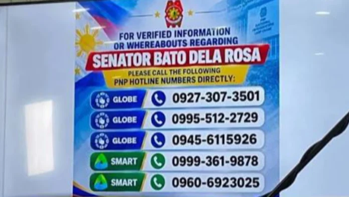 pnp-hotline-pagpangita-senador-bato-dela-rosa-nagabaton-sang-nagkalain-lain-nga-impormasyon-halin-publiko-nga-ginapamatud-an-sang-otoridad