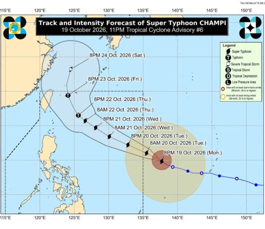 Super Typhoon Champi, lalo pay a pimmigsa; Rungsot ti bagyo, mangrugin a marikna iti Southern Luzon ken Visayas