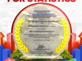 Provincial Government of La Union, nabigbig kas Best LGU Advocate for Statistics