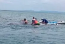 Bangka na may dalang saku-sakong semento para sana sa ipapatayong barangay hall, lumubog sa karagatan sa Sorsogon; dalawang sakay, nailigtas