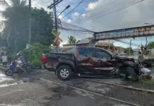 Sasakyan nagtamo ng pinsala matapos mahagip ng tren sa Legazpi City