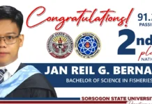 Bicolano rank 2 sa Fisheries Technologist Licensure Examination 2024, aminadong amay na nakahiligan an aquaculture huli sa impluwensya kan saiyang ama Jan Reil Bernales