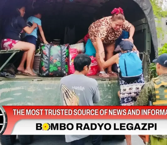 242 pamilya sa 5 barangay sa Tabaco, ligtas na sa evacuation centers makalihis an pag-alboroto kan Mayon