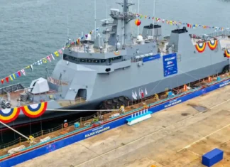 Ikatulong offshore patrol vessel kan Philippine Navy inilansar sa South Korea