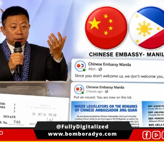 Chinese Embassy sa Maynila, nagpahayag nin mga agresibong argumento sa tahaw kan isyu kay Ambassador Jing Quan – House Lawmakers