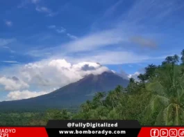 Bulkan Mayon, nagtetenir man liwat sa Alert Level 2 sa ibong kan bahagyang pagbuga nin abo