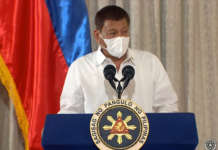 Pres. Duterte pinapakasuhan ang mga naarestong nagbebenta ng COVID-19 vaccine Duterte speech podium