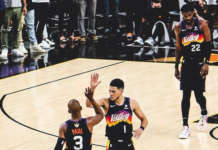 Suns nakauna ng panalo sa NBA Finals, 118-105, kahit nagbalik na sa Bucks si Antetokounmpo Paul Booker Ayton Suns