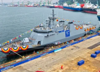 Ikatlong offshore patrol vessel ng Philippine Navy inilunsad sa South Korea