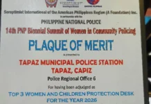 Tapaz Mps, Nag-angkon sang Pagkilala bilang Top 3 Women And Children Protection Desks sa Ginpatigayon nga 14th PNP National Biennial Summit of Women in Communuity Policing 2026