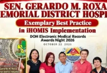 Sen. Gerardo M. Roxas Memorial Hospital, ginkilala nga Awardee of Exemplary Best Practice sang (iHOMIS)