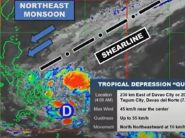 Signal No. 1, nakataas sa Davao Oriental dahil sa bagyong Querubin