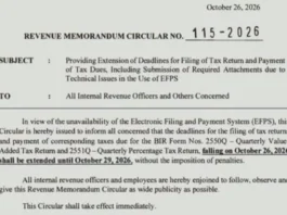 BIR, pinalawig sa Oktubre 29 ang deadline ng paghahain at pagbabayad ng buwis