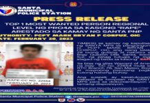 Top 1 Most Wanted Person Regional Level 4A, nakemmeg iti ili ti Santa