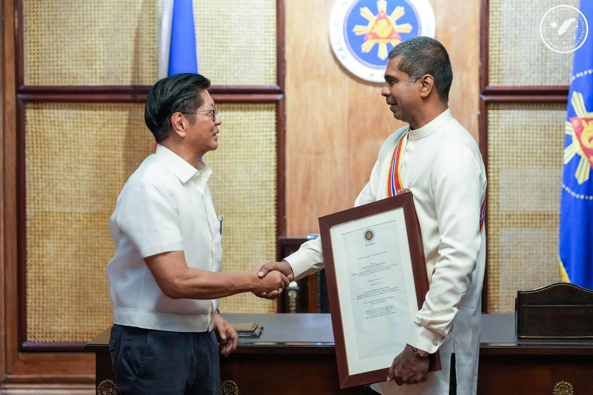 Presidente Ferdinand Marcos, nagpakada iti outgoing Sri Lankan envoy